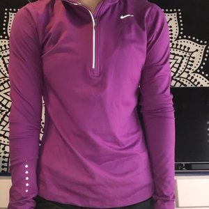 Purple Nike dri-fit running quarter zip